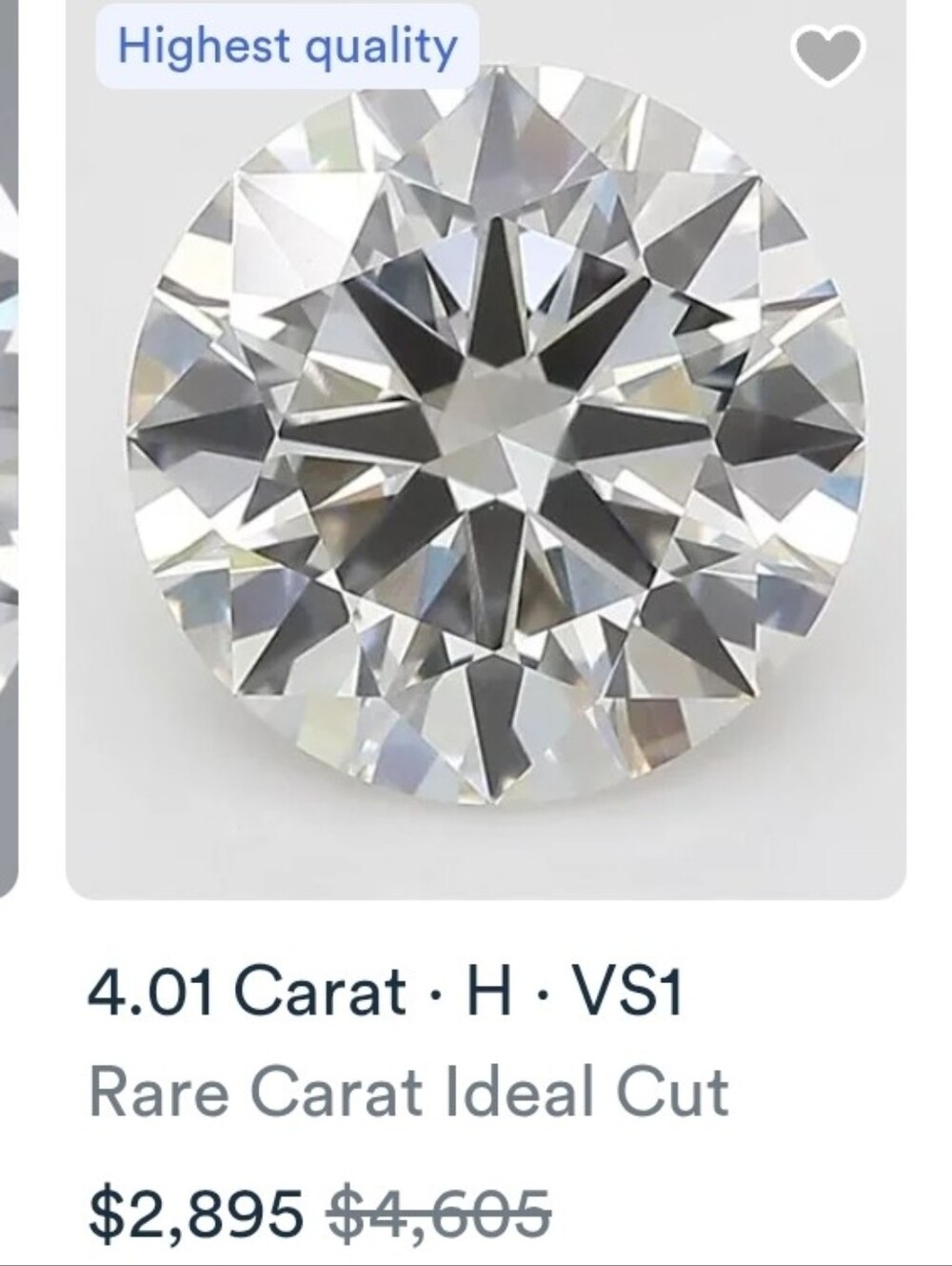 Loose Round Brilliant Cut Lab Diamond  4.03 I Color VS2 Clarity IGI Certificate - Picture 14 of 15